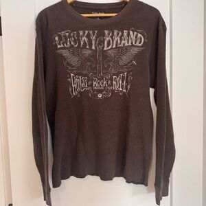 Lucky Brand “Rock & Roll” Thermal Waffle Knit – Brown 🤎🎸